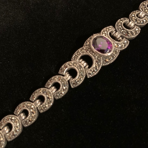 925 sterling silver marcasite bracelet - Picture 4 of 7